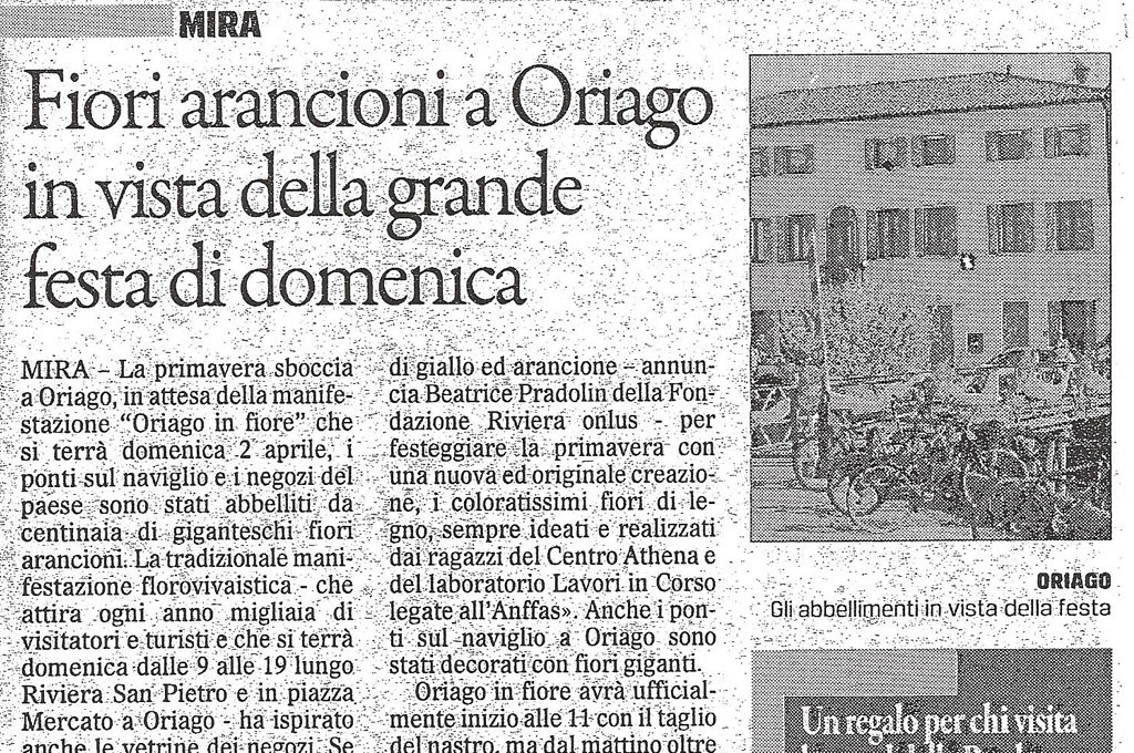 Il Gazzettino: Fiori arancioni a Oriago in vista della grande festa di domenica